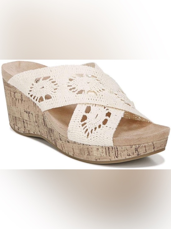 Life Stride Shoes - Life Stride Donna macramé wedge sandals EUC Sz 7 cork heel cushion footbed
